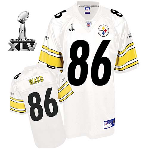 Men's Replica Hines Ward Super Bowl XLV Reebok Jersey White Road - #86 Throwback NFL Pittsburgh Steelers